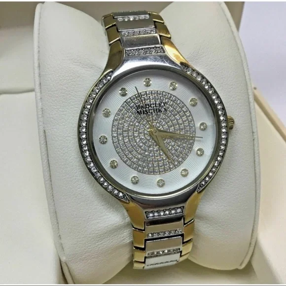 ?New Badgley Mischka Two Tone Crystal Watch NWOT display picture 1